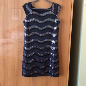 Charcoal cocktail dress.